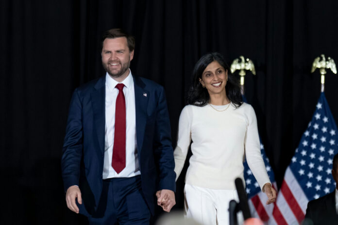 shutterstock2542633801jpg JD Vance, the US Vice President, alongside his wife, Usha Chilukuri Vance
