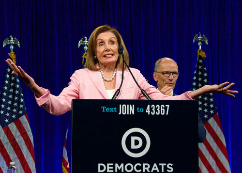 shutterstock_1642719151 (1).jpg Nancy Pelosi speaking at Democratic National Committee event.