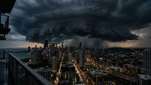 shutterstock_2756797031.jpg Dramatic storm clouds over a city skyline with rain in the distance